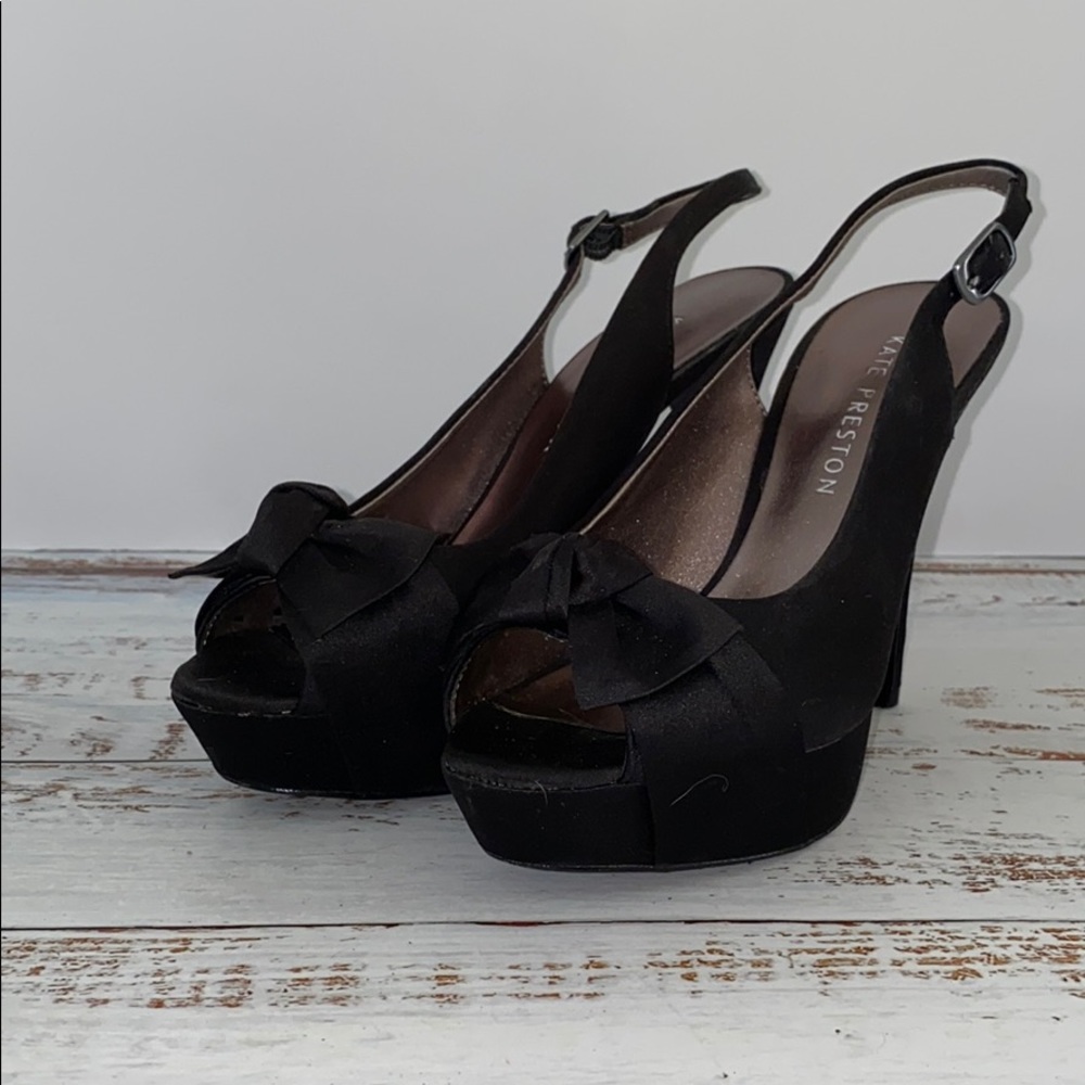 Kate Preston Black Satin Platform